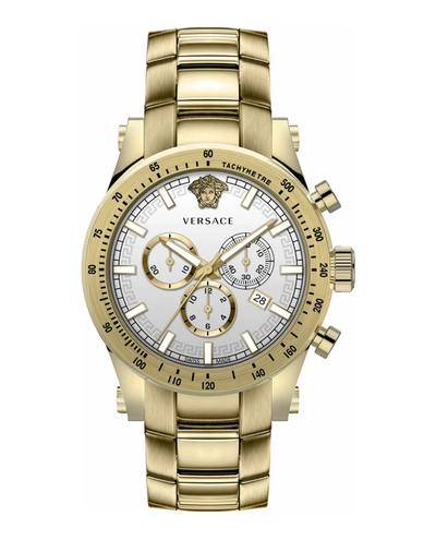 Shop Versace Chrono Sporty Steel Watch In Gold