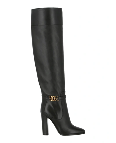 Shop Dolce & Gabbana Over-the-knee Leather Boots In Black
