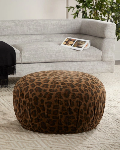 Shop Haute House Leopard-print Velvet Pouf