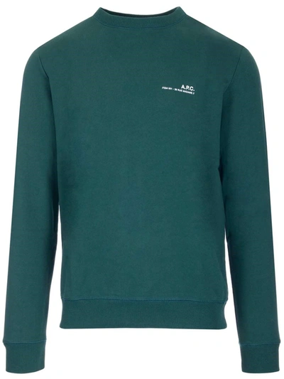 Shop Apc A.p.c. Item Logo Sweatshirt In Green