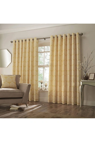 Shop Paoletti Horto Eyelet Curtains (ochre Yellow) (46in X 56in)