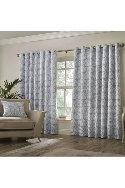 Shop Paoletti Horto Eyelet Curtains (blue) (66in X 54in)