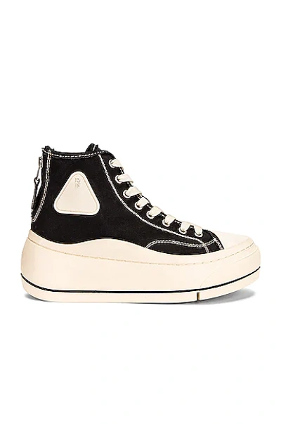 R13 Kurt Glittered Platform Sneakers In Black Canvas