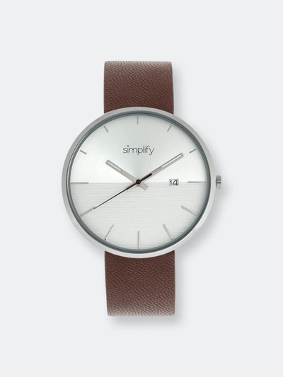 Shop Simplify The 6400 Leather-band Watch W/date In Brown