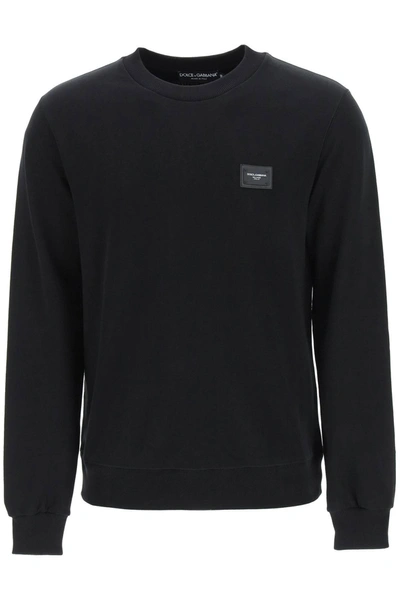 Shop Dolce & Gabbana Logo Patch Crewneck Sweatshirt In Black