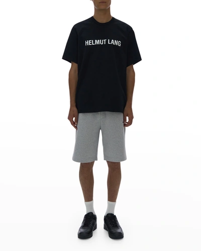 Shop Helmut Lang Men's Core Logo Terry Sweat Shorts In Vapor Heather