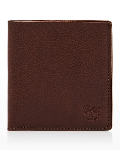 Shop Il Bisonte Men's Slim Bi-fold Leather Wallet In Dark Brown