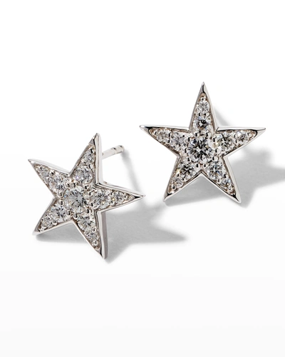 Shop Roberto Coin 18k White Gold Diamond Star Earrings In Wg
