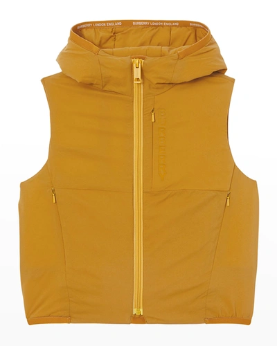 Shop Burberry Boy's Perry Logo Tape Vest In Warm Golden Brown