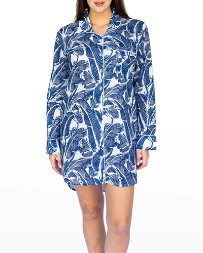 Shop Sant And Abel Martinique Blue Banana Leaf Night Shirt In Navy