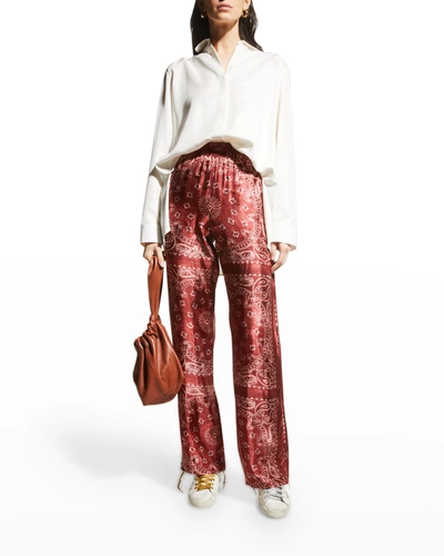 Shop Golden Goose Paisley-print Twill Jogger Pants In Spiced Appleoff W