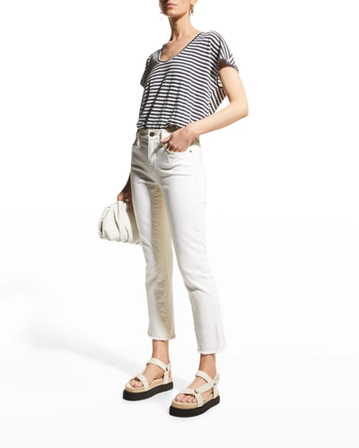 Shop Frame Le High Straight Jeans In Blanc Mult