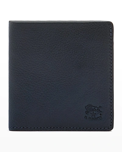 Shop Il Bisonte Men's Slim Bi-fold Leather Wallet In Navy