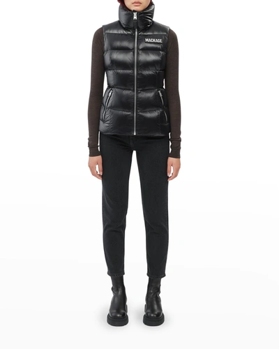 Shop Mackage Chaya Puffer Vest With Hood In Black