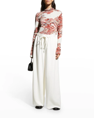 Shop Proenza Schouler Gathered Matte Crepe Wide-leg Pants In Off White