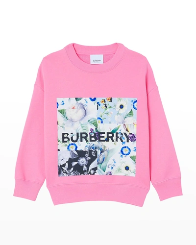Shop Burberry Girl's Dutch Floral Graphic Sweater In Bubble Gum Pink