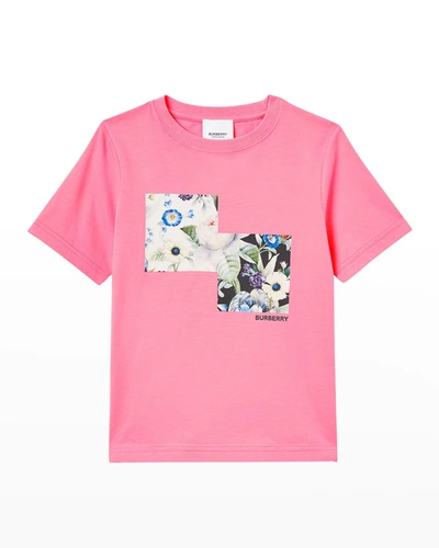 Shop Burberry Girl's Dutch Floral Graphic T-shirt In Bubble Gum Pink