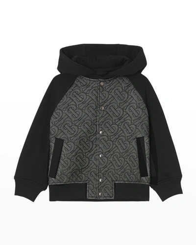 Shop Burberry Boy's Timmy Tb Quilted Jacket In Black