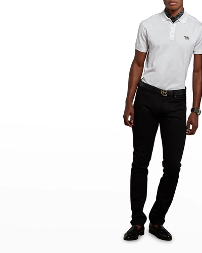 Shop Ralph Lauren Men's Custom Slim Fit Pique Polo Shirt In White