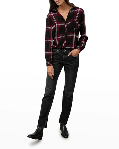 Shop Rails Hunter Woven Plaid Button-front Shirt In Mahogany Black Iv