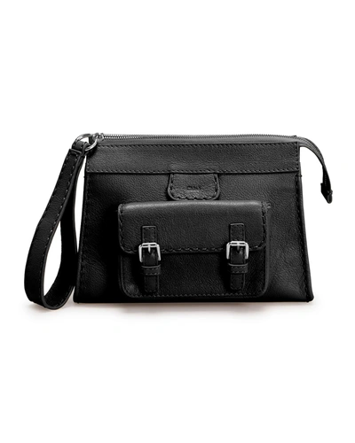 Shop Chloé Edith Leather Wristlet Pouch Bag In Black