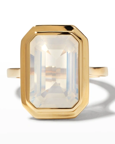 Shop Goshwara 18k Yellow Gold Manhattan Emerald-cut Moon Quartz Ring