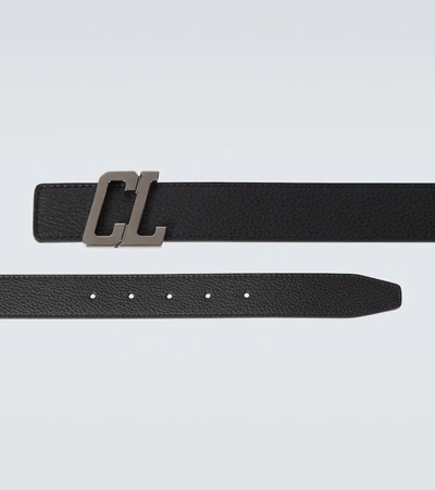 Shop Christian Louboutin Cl Logo Leather Belt In Black/loubi/gun Metal