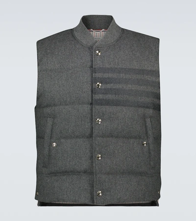 Shop Thom Browne 4-bar Down-filled Vest In Med Grey