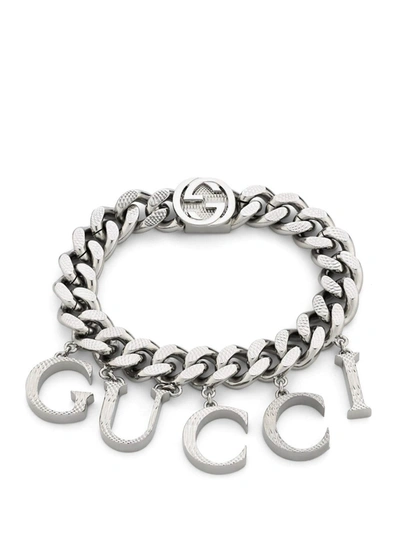 Shop Gucci Script Letter Bracelet In Silver