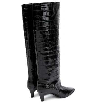 Shop Totême Croc-effect Leather Knee-high Boots In Black Croco
