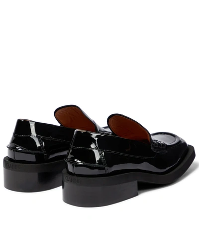 Shop Ganni Patent Leather Loafers In Black