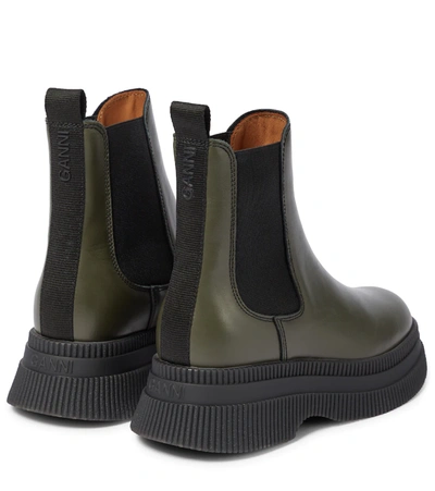 Shop Ganni Leather Chelsea Boots In Kalamata