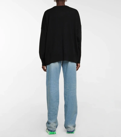 Shop Loewe Love Wool And Cotton Sweater In Black/multicolor