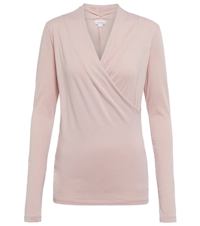 Shop Velvet Meri Cotton-blend Jersey Top In Rosegold