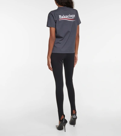 Shop Balenciaga Logo Cotton T-shirt In Dark Grey/white
