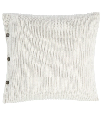 Shop Brunello Cucinelli Ribbed Cashmere Cushion In Warm White