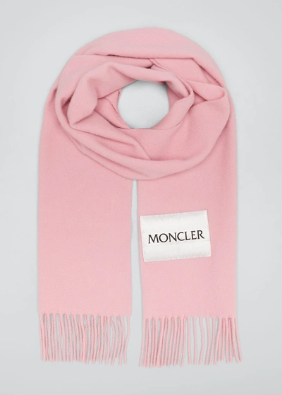 Shop Moncler Wool Fringe Scarf In White