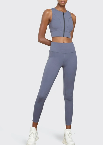 Shop Voice Of Insiders Zip-front Sports Bra In Pewter