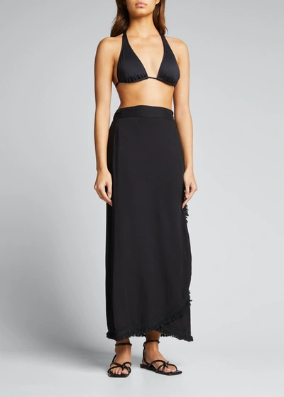 Shop Melissa Odabash Lily Coverup Maxi Wrap Skirt In Black