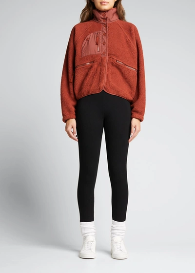 Shop Fp Movement By Free People Hit The Slopes Fleece Jacket In Brown