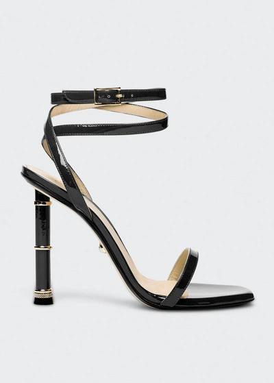 Shop Alevì Melodyamy Patent Ankle-wrap Sandals In Black