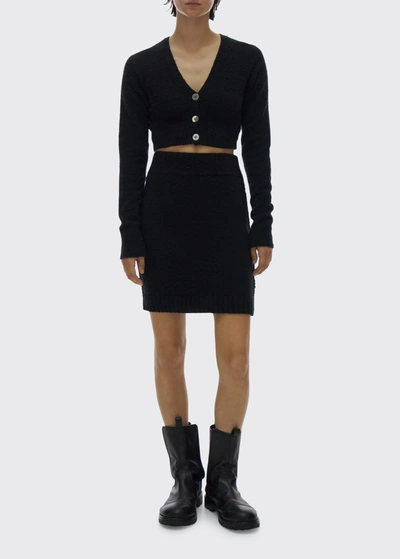 Shop Helmut Lang Fuzzy Cropped Cardigan In Black