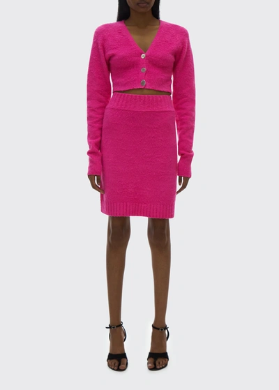Shop Helmut Lang Brushed Pencil Skirt In Disco Pink