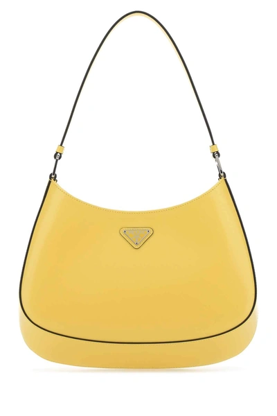Shop Prada Cleo Shoulder Bag In Yellow