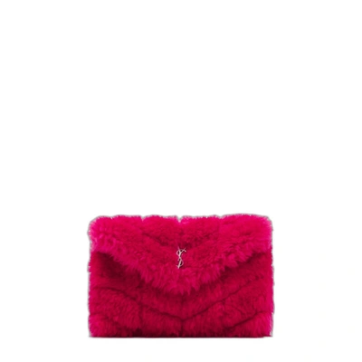 Shop Saint Laurent Puffer Small Clutch Bag In Pink