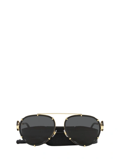 Shop Versace Eyewear Aviator Frame Sunglasses In Black