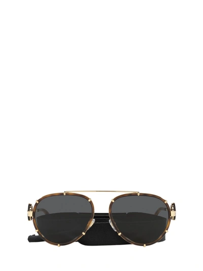 Shop Versace Eyewear Aviator Frame Sunglasses In Multi