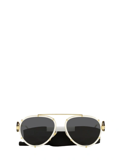 Shop Versace Eyewear Aviator Frame Sunglasses In White