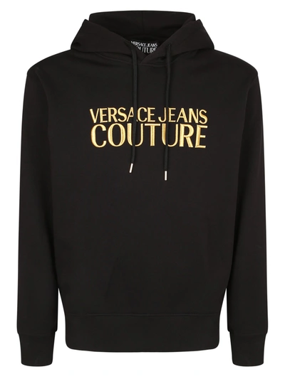 Shop Versace Jeans Couture Drawstring Hoodie In Black