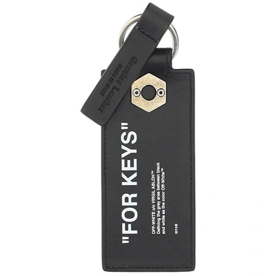 Off-white Men's Genuine Leather Keychain Keyring Holder  Gift   For Keys In Black
